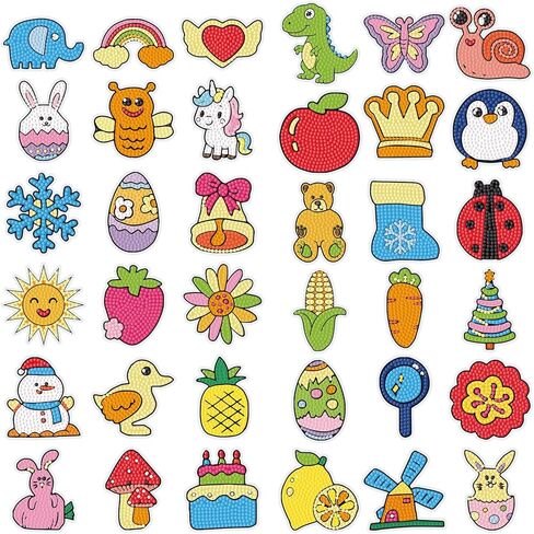 Saillong 36 Pcs Mandala Diamond Painting Sticker 5d DIY Diamond Sticker Mandala Painting Creative Decals Resin Rhinestone Gem Art Kits for Refrigerator Boho Home Crafts Adults Gift Decor in Kuwait