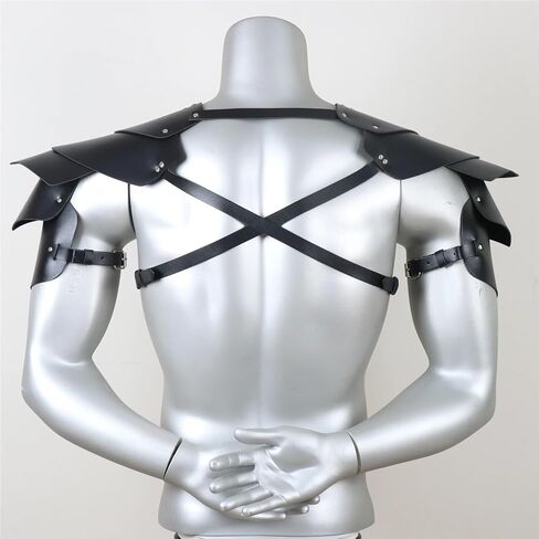 Sexy Men's Medieval Retro Punk Arm Guards and Shoulders PU Leather Renaissance Carnival Costumes Viking Cosplay Props(1) in Saudi Arabia