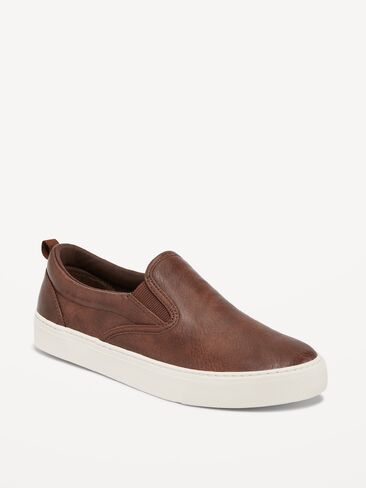 Old Navy Slip-On Sneakers for Boys - BROWN LEATHER in Saudi Arabia