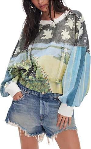 Yuemengxuan Cute Sweatshirts for Teens Y2K Preppy Graphic Crewneck Sweatshirt Cropped Oversized Sweatshirt for Women in Saudi Arabia