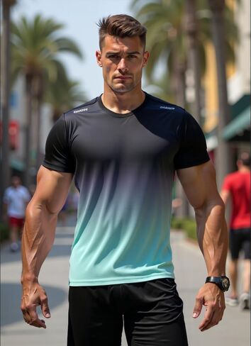 Men's Athletic Tracksuit Short Sleeve T-Shirt And Shorts Set For Gym, Running in Saudi Arabia