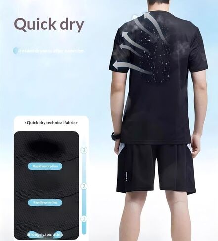 Men's Athletic Tracksuit Short Sleeve T-Shirt And Shorts Set For Gym, Running in Saudi Arabia