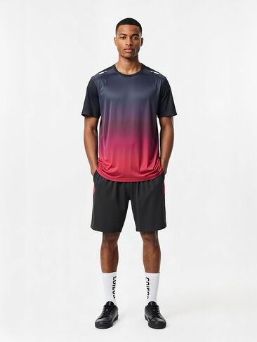 Men's Athletic Tracksuit Short Sleeve T-Shirt And Shorts Set For Gym, Running in Saudi Arabia