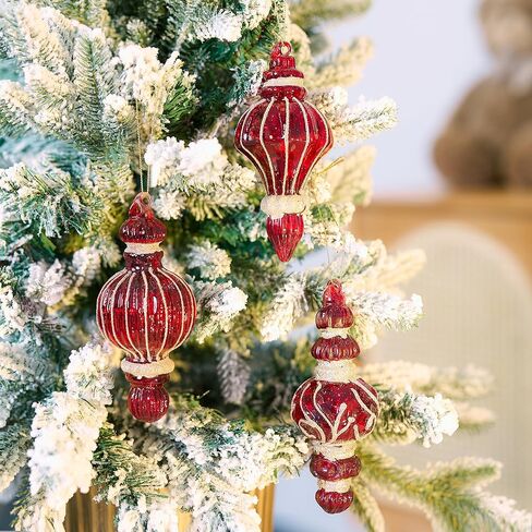 LOULIQIGIFT 3pcs Vintage Glass Valentine's Day Decorations Red and Golden Hanging Finial Valentines Day Tree Ornaments Gifts for Holiday, Party, Birthday, Seasonal Decor in Saudi Arabia