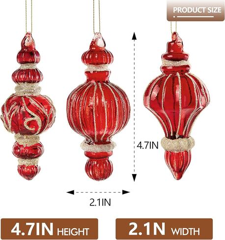 LOULIQIGIFT 3pcs Vintage Glass Valentine's Day Decorations Red and Golden Hanging Finial Valentines Day Tree Ornaments Gifts for Holiday, Party, Birthday, Seasonal Decor in Saudi Arabia