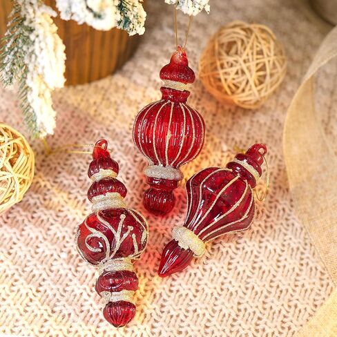 LOULIQIGIFT 3pcs Vintage Glass Valentine's Day Decorations Red and Golden Hanging Finial Valentines Day Tree Ornaments Gifts for Holiday, Party, Birthday, Seasonal Decor in Saudi Arabia