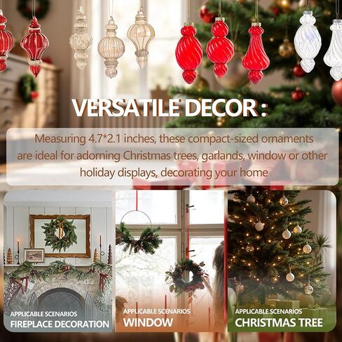 LOULIQIGIFT 3pcs Vintage Glass Valentine's Day Decorations Red and Golden Hanging Finial Valentines Day Tree Ornaments Gifts for Holiday, Party, Birthday, Seasonal Decor in Saudi Arabia