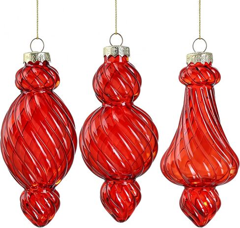 LOULIQIGIFT 3pcs Vintage Glass Valentine's Day Decorations Red and Golden Hanging Finial Valentines Day Tree Ornaments Gifts for Holiday, Party, Birthday, Seasonal Decor in Saudi Arabia