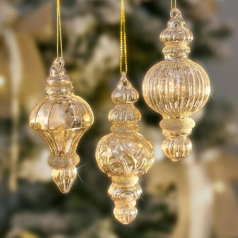 LOULIQIGIFT 3pcs Vintage Glass Valentine's Day Decorations Red and Golden Hanging Finial Valentines Day Tree Ornaments Gifts for Holiday, Party, Birthday, Seasonal Decor in Saudi Arabia