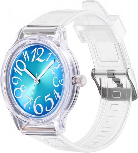 Bumotse Waterproof Digital Analog Watch for Women with Rainbow Cat-Eye Dial, 36mm Ultra-Lightweight Sport Wristwatch, 3ATM Water Resistant & Easy-Read Numbers for Casual Daily Wear in Saudi Arabia