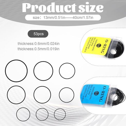 Gtziqa O Ring Watch Gasket, 53 Pcs 0.5/0.6 mm Waterproof Rubber Watch Seal Washers Replacement Watches Repair Tools for Watches Back Cover in Saudi Arabia