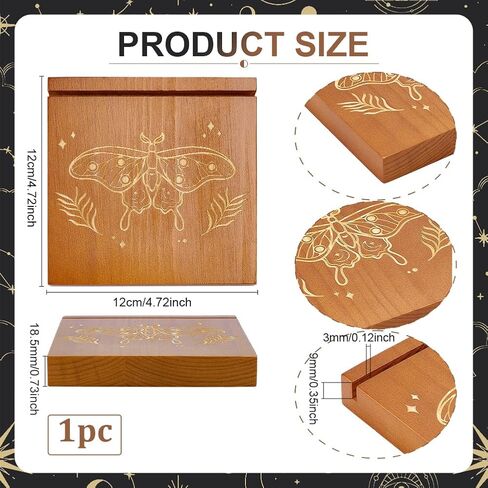 PH PandaHall Wooden Tarot Card Holder Card Display Stand Butterfly Pattern Tarot Deck Holder Square Wood Oracle Cards Stand for Lenormand Witch Divination Tools Gift Supplies 4.7x4.7x0.7 Inch in Saudi Arabia