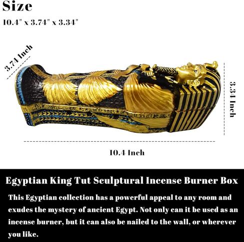 حامل البخور المصري من AOKDEER للعصي، حامل بخور تابوت TUT، مبخرة رائحة مصرية قابلة للتجميع، أيقونات King TUT من مصر القديمة، تمثال منحوت على الحائط، ديكور المصريين ذهبي in Saudi Arabia