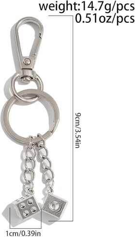 FOUTOUKEEP Dice Keychain للجينز - الهيب هوب الشرير سلسلة الخصر ملحق 9 سم 15 جرام زخرفة قابلة للفصل للرجال والنساء، حقيبة على طراز المقامرة القوطية وسحر الحزام in Saudi Arabia