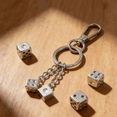 FOUTOUKEEP Dice Keychain للجينز - الهيب هوب الشرير سلسلة الخصر ملحق 9 سم 15 جرام زخرفة قابلة للفصل للرجال والنساء، حقيبة على طراز المقامرة القوطية وسحر الحزام in Saudi Arabia