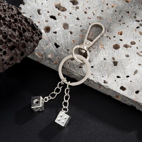 FOUTOUKEEP Dice Keychain للجينز - الهيب هوب الشرير سلسلة الخصر ملحق 9 سم 15 جرام زخرفة قابلة للفصل للرجال والنساء، حقيبة على طراز المقامرة القوطية وسحر الحزام in Saudi Arabia
