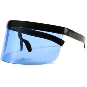Futuristic Shield Oversized Visor Sunglasses, Mirrored Huge Flat Top for Men, Women, Like Sunhat for UV Protection in Saudi Arabia