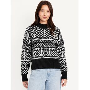 سترة Old Navy SoSoft ذات رقبة وهمية من Fair Isle - أسود من Fair Isle in Kuwait
