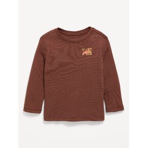 تي شيرت مطبوع بأكمام طويلة للجنسين من Old Navy للأطفال الصغار - بني تانين in Kuwait
