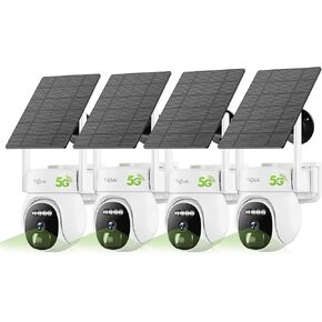 5G Security Cameras Outdoor, 2K Solar Security Camera Outdoor Wireless, Surveillance Camera 360° PTZ/Color Night Vision/2Way Talk/Compatible with Alexa/IP66 Waterproof (White) in Kuwait