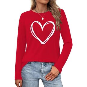 تي شيرتات نسائية Love Heart Raglans تي شيرت كاجوال بأكمام طويلة لعيد الحب برسوم جرافيك in Kuwait