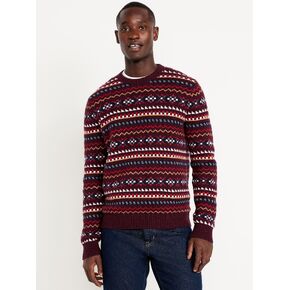 Old Navy SoSoft Crew-Neck Sweater - Red Fair Isle in Saudi Arabia