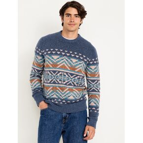 Old Navy SoSoft Crew-Neck Sweater - Blue Geometric in Saudi Arabia
