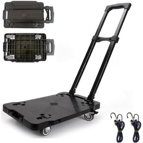 Folding Hand Truck Dolly,Moving Furniture Dolly Connectable,Capacity Dolly Moving Heavy Furniture,Luggage Travel Shopping and Office Use,440 LB Luggage Cart,Black,1 Pack with Handle in Saudi Arabia