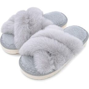 شباشب نسائية غامضة مفتوحة من الأمام أحذية منزلية قطيفة ناعمة للاستخدام الداخلي صنادل مريحة مع فرو صناعي شرائح منزلية مريحة ودافئة in Kuwait