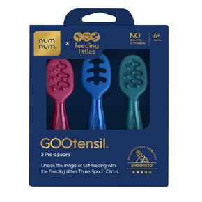 NumNum GOOtensil ما قبل الملاعق × تغذية الصغار | طقم 6 ملاعق أطفال (المرحلة 1 + المرحلة 2) | أدوات التغذية الذاتية المصنوعة من السيليكون للأطفال الصغار خالية من مادة BPA | للأطفال بعمر 6 أشهر فما فوق، مجموعة هدايا - حقيبة سفر + 6 ملاعق in Kuwait