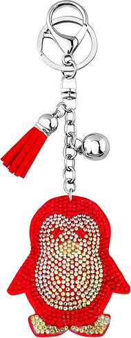 Dreuyet Rhinestone Penguin Keychain Bling Crystal Cute Animal Backpack Keyrings Sparkle Car Keys Purse Handbag Charms in Saudi Arabia