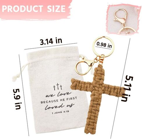 Sisadodo Woven Cross Keychain with Bag Cross Charm Accessories for Backpack Bag for Catholic Christmas Gifts for Women Men in Saudi Arabia