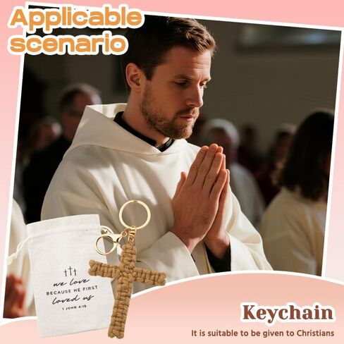 Sisadodo Woven Cross Keychain with Bag Cross Charm Accessories for Backpack Bag for Catholic Christmas Gifts for Women Men in Saudi Arabia