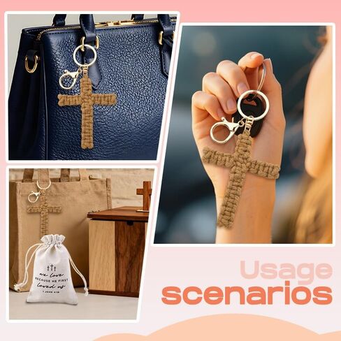 Sisadodo Woven Cross Keychain with Bag Cross Charm Accessories for Backpack Bag for Catholic Christmas Gifts for Women Men in Saudi Arabia