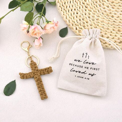Sisadodo Woven Cross Keychain with Bag Cross Charm Accessories for Backpack Bag for Catholic Christmas Gifts for Women Men in Saudi Arabia