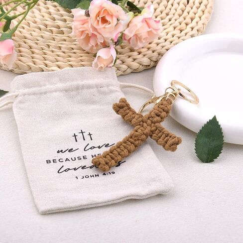 Sisadodo Woven Cross Keychain with Bag Cross Charm Accessories for Backpack Bag for Catholic Christmas Gifts for Women Men in Saudi Arabia