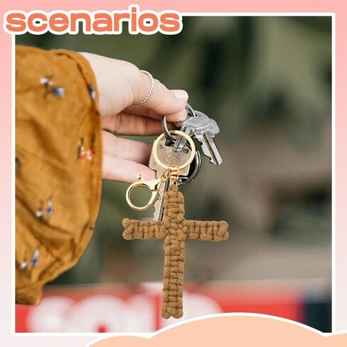 Sisadodo Woven Cross Keychain with Bag Cross Charm Accessories for Backpack Bag for Catholic Christmas Gifts for Women Men in Saudi Arabia