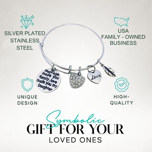Daughter In Law Gift, Wedding Bracelet Gift for Bride Step Daughter Gift New Daughter Bracelet Jewelry from Mother in Law Bonus Daughter (Love made you our Daughter) Bonus Daughter in Saudi Arabia