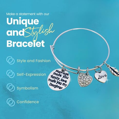 Daughter In Law Gift, Wedding Bracelet Gift for Bride Step Daughter Gift New Daughter Bracelet Jewelry from Mother in Law Bonus Daughter (Love made you our Daughter) Bonus Daughter in Saudi Arabia