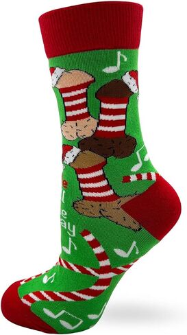 Fabdaz Jingle Balls Funny Novelty Crew Socks for Women - Christmas Design - 1 Pair, Fits Shoe Size 5-10 in Saudi Arabia