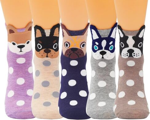 Womens Cute Socks Cozy Printed Patterned Funny Novelty Cat Dog Socks for Women in Saudi Arabia