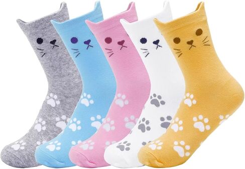 Womens Cute Socks Cozy Printed Patterned Funny Novelty Cat Dog Socks for Women in Saudi Arabia