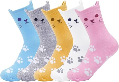 Womens Cute Socks Cozy Printed Patterned Funny Novelty Cat Dog Socks for Women in Saudi Arabia