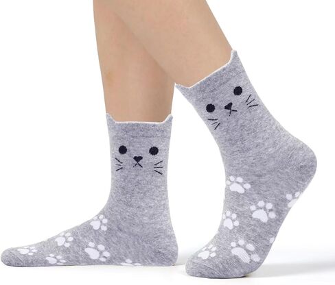 Womens Cute Socks Cozy Printed Patterned Funny Novelty Cat Dog Socks for Women in Saudi Arabia