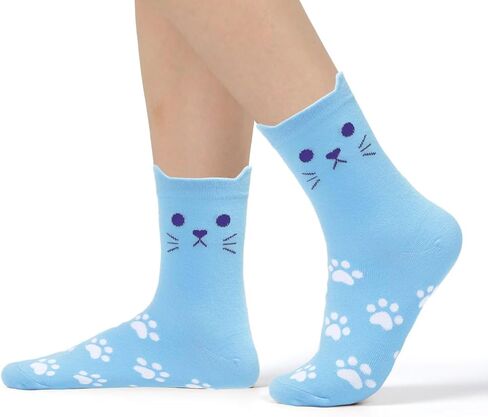 Womens Cute Socks Cozy Printed Patterned Funny Novelty Cat Dog Socks for Women in Saudi Arabia