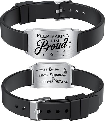 Richesele Memorial Gifts for Men Women - Keep Making Him Proud Sympathy Bracelets - Keep Making Her Proud Bereavement Keepsake - Loss of Loved One in Saudi Arabia