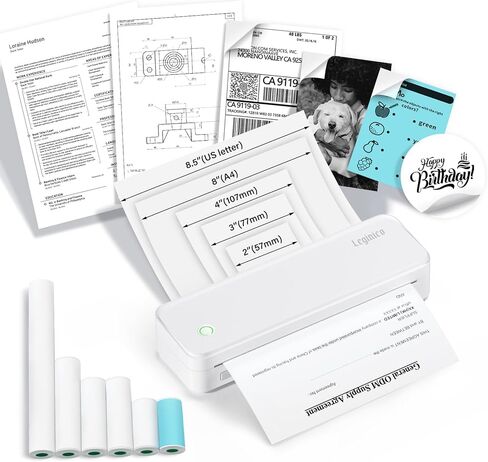 Portable Printer with 6 Rolls Multi-Size Paper, Bluetooth Inkless Thermal Printer Compatible with iOS, Android, Laptop, Used for Travel, Office, Home(Black) in Saudi Arabia