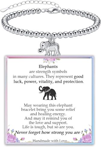 YBISNAIRE Elephant Gifts for Women Nana, Elephant Bead Bracelet Gift Ideal Motivational Get Well Soon Inspirationl Encouragement Life is Tough But So Are You Gifts for Women Birthday Mothers Day in Saudi Arabia