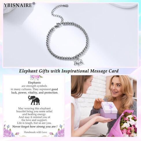 YBISNAIRE Elephant Gifts for Women Nana, Elephant Bead Bracelet Gift Ideal Motivational Get Well Soon Inspirationl Encouragement Life is Tough But So Are You Gifts for Women Birthday Mothers Day in Saudi Arabia