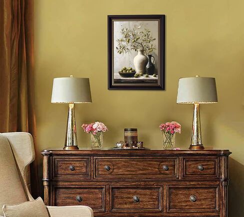 Vintage Black Gold Framed Olive Branch Canvas Wall Art Rustic Still Life Wall Decor Terracotta Vase Olive Painting Picture Kitchen Botanical Print Artwork for Farmhouse Home Decoration 9x11in in Saudi Arabia